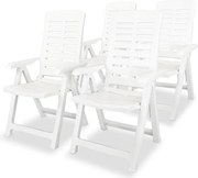 vidaXL Cadeiras de jardim reclináveis 4 pcs plástico branco