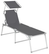 Espreguiçadeira de jardim reclinável XXL para descanso ao sol. | SONGMICS | 65 x 200 x 48 cm | cinzento | GCB26GY.
