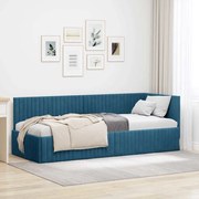 vidaXL Estrutura de Cama de Canto Azul 80 cm x 200 cm Veludo