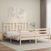 Estrutura de cama com cabeceira 160x200 cm madeira maciça