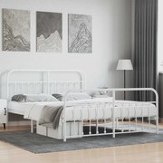 vidaXL Estrutura de cama com cabeceira e pés 180x200 cm metal branco