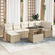 vidaXL Conjunto de Sofá de Jardim com 8 Peças e Almofadas de Rattan Poliéster Bege