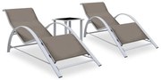 vidaXL Espreguiçadeiras com mesa 2 pcs alumínio cinzento-acastanhado
