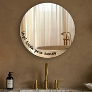 Autocolante para espelho S47 – Hey! Wash your hands. (round)