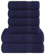 vidaXL 6pcs Conjunto toalha 360 gsm 100% algodão azul-marinho
