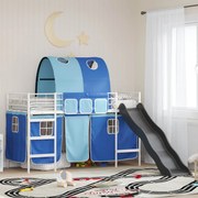 vidaXL Cama loft para crianças Branco e Azul 74,5 x 190 cm Metal