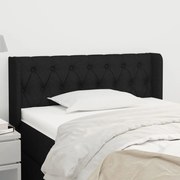 vidaXL Cabeceira de cama c/ abas tecido 103x16x78/88 cm preto