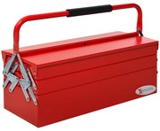 DURHAND Caixa de Ferramentas de Aço Dobrável Portátil com 5 compartimentos com Alça de Transporte para Oficina Bricolagem 57x21x41cm Vermelho