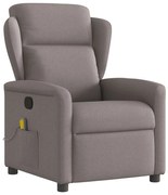 vidaXL Poltrona de massagens reclinável tecido cinzento-acastanhado