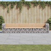vidaXL Banco de jardim c/ design gabião 347x71x65,5 cm pinho maciço