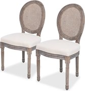 vidaXL Cadeiras de jantar 2 pcs tecido cor creme