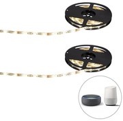 Conjunto de 2 tiras de LED inteligentes RGBW 5 metros 24W incl. driver