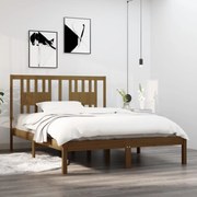 Estrutura de cama dupla pequena 120x190 cm madeira castanho mel