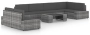 vidaXL 8 pcs conjunto lounge de jardim c/ almofadões vime PE cinzento