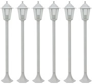 vidaXL Candeeiros de pé para jardim 6 pcs E27 110 cm alumínio branco