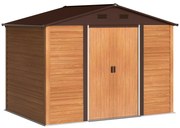 Outsunny Abrigo de Jardim 4,84 m² 278x195x215 cm Abrigo de Jardim com 2 Portas de Correr e 4 Janelas de Ventilação Madeira e Marrom | Aosom Portugal