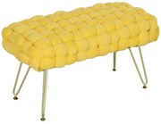 Banco Capri – 76x38x41,5 cm – Amarelo – Estofado em Veludo com Pés Met