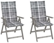 vidaXL Cadeiras jardim reclináveis c/ almofadões 2 pcs acácia maciça