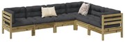 6 pcs conjunto sofás de jardim c/ almofadões pinho impregnado