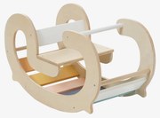 Baloiço Montessori, em madeira FSC® bege medio liso com motivo