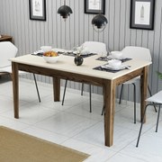 Mesa de Jantar "Milano" com Arrumação – 145x88x75 cm – Nogueira e Crem