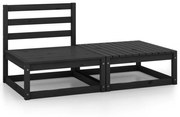 2 pcs conjunto lounge de jardim pinho maciço preto