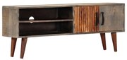 vidaXL Móvel TV 130x30x46 cm madeira mangueira áspera maciça cinzento