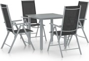 vidaXL 5 pcs conjunto jantar para jardim alumínio prateado e preto
