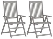 vidaXL Cadeiras jardim reclináveis 2 pcs madeira acácia maciça cinza