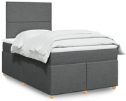 Cama com molas/colchão 120x200 cm tecido cinzento-escuro