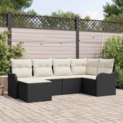 vidaXL Conjunto de Sofás de Jardim 6 Peças com Almofadas Pretas em Rattan Sintético
