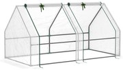 Outsunny Estufa de Jardim 180x90x90 cm Tipo Casa Tubo de Aço com 2 Acessos Estufa Pequena para Cultivo de Plantas Branco | Aosom Portugal