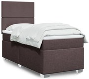 vidaXL Cama com molas/colchão 100x200 cm tecido castanho-escuro