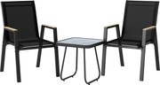 Outsunny Conjunto Bistrô Exterior 3 Peças, Mesinha com Pés Reguláveis | Aosom Portugal