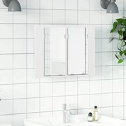 vidaXL Armário espelhado casa banho c/ LED 60x12x45 cm acrílico branco