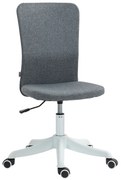 HOMCOM Cadeira de Escritório sem Apoio para os Braços Estofada em Linho Sintético com Altura Ajustável 53x43x85-93 cm Cinza | Aosom Portugal