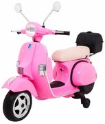 Vespa elétrica para Crianças 12V Scooter, Rodas Espuma EVA assento couro ecológico Rosa