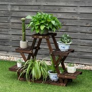 Prateleira para plantas com design de 3 níveis e degraus