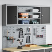 vidaXL Conjunto de Armário de Ferramentas e Pegboard 6 pcs Preto
