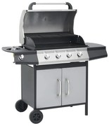 vidaXL Grelhador/barbecue a gás 4+1 zonas de cozinhar preto e prateado