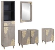 vidaXL Conjunto de Armários para Banheiro com gaveta 4 pcs Cinzeto