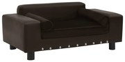 vidaXL Sofá para cães 81x43x31 cm pelúcia e couro artificial castanho