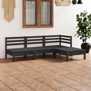 vidaXL 4 pcs conjunto lounge de jardim pinho maciço preto