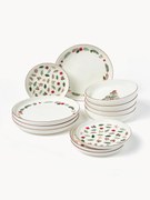 Conjunto de loiça natalício em porcelana Eve, 4 pessoas, conjunto de 12