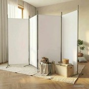 350262 vidaXL Biombo com 4 painéis 346x180 cm tecido branco
