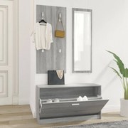 vidaXL Conjunto de sapateira 3 em 1 derivados madeira cinzento sonoma