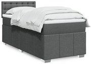 vidaXL Cama com molas/colchão 90x200 cm tecido cinzento-escuro
