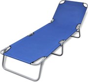 vidaXL Espreguiçadeira dobrável aço revestido a pó azul