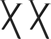 vidaXL Pés para mesa de jantar em formato de X, 2 peças, preto, 90x (72-73) cm, aço