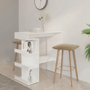 Mesa de Bar Hayla com Prateleiras - Branco Brilhante - Design Moderno